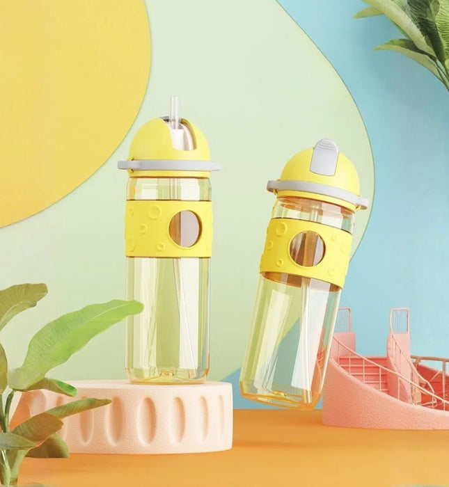 SippyJoy Leakproof Water Bottle with Straw for Kids (Yellow)