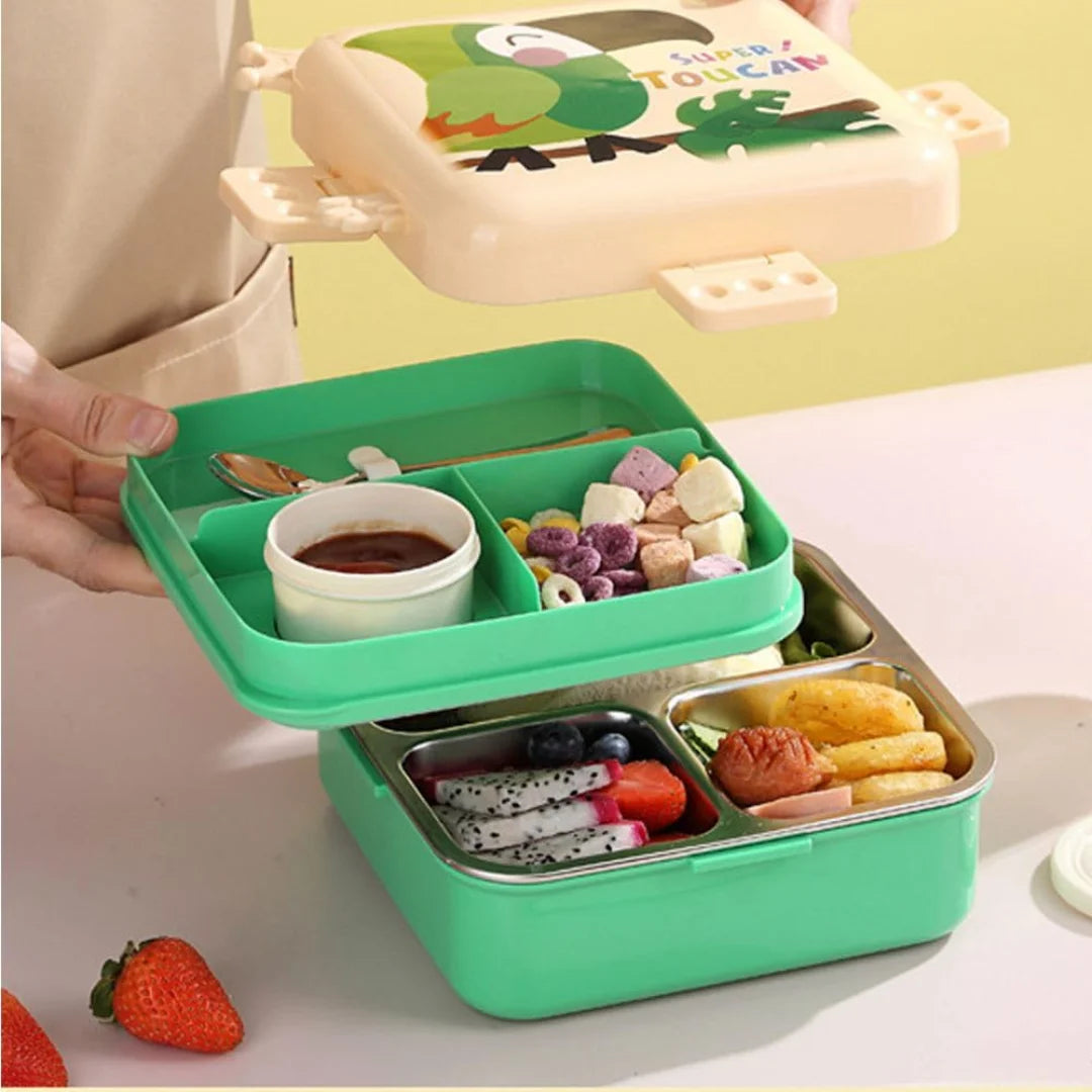 Super Toucan Multi-Compartment Stainless Steel Lunch Box for Kids